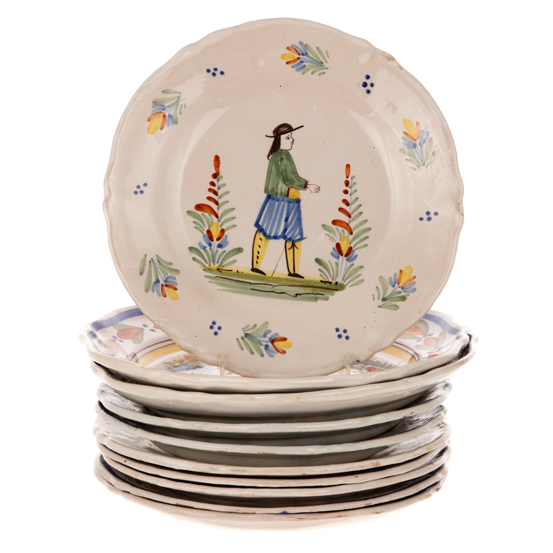 Five Pairs of Henriot Quimper Plates