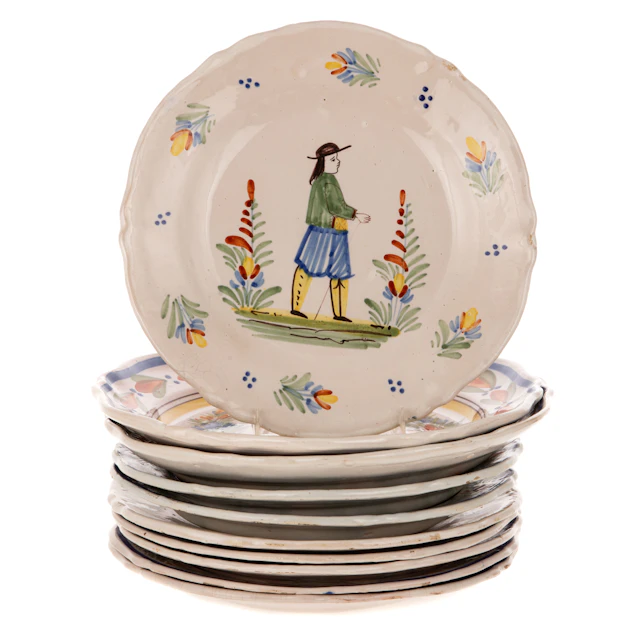 Five Pairs of Henriot Quimper Plates