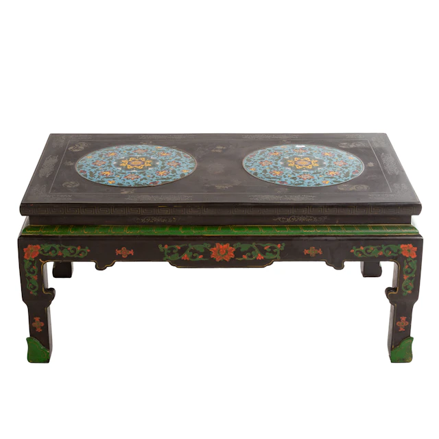 Chinoiserie Low Table with Cloisonne Inserts