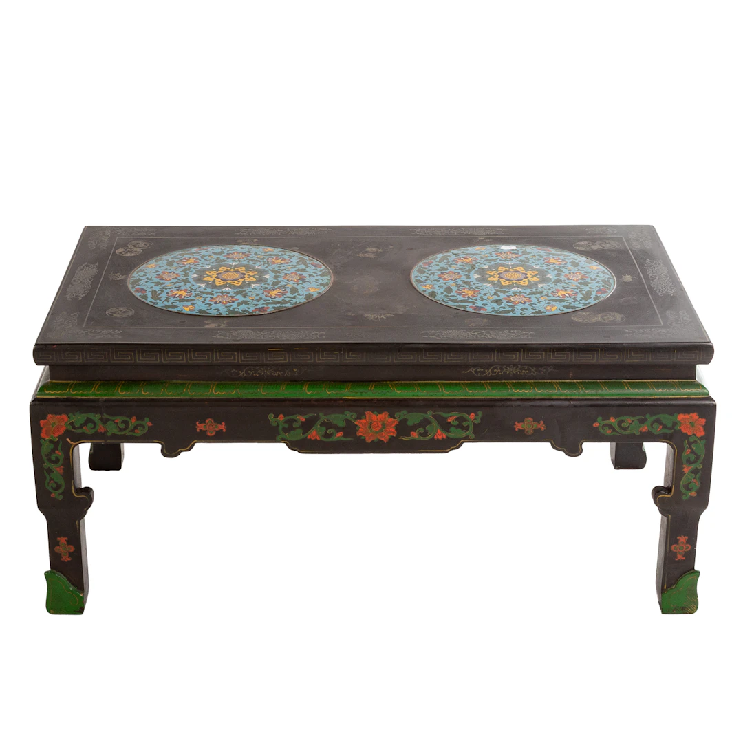 Chinoiserie Low Table with Cloisonne Inserts