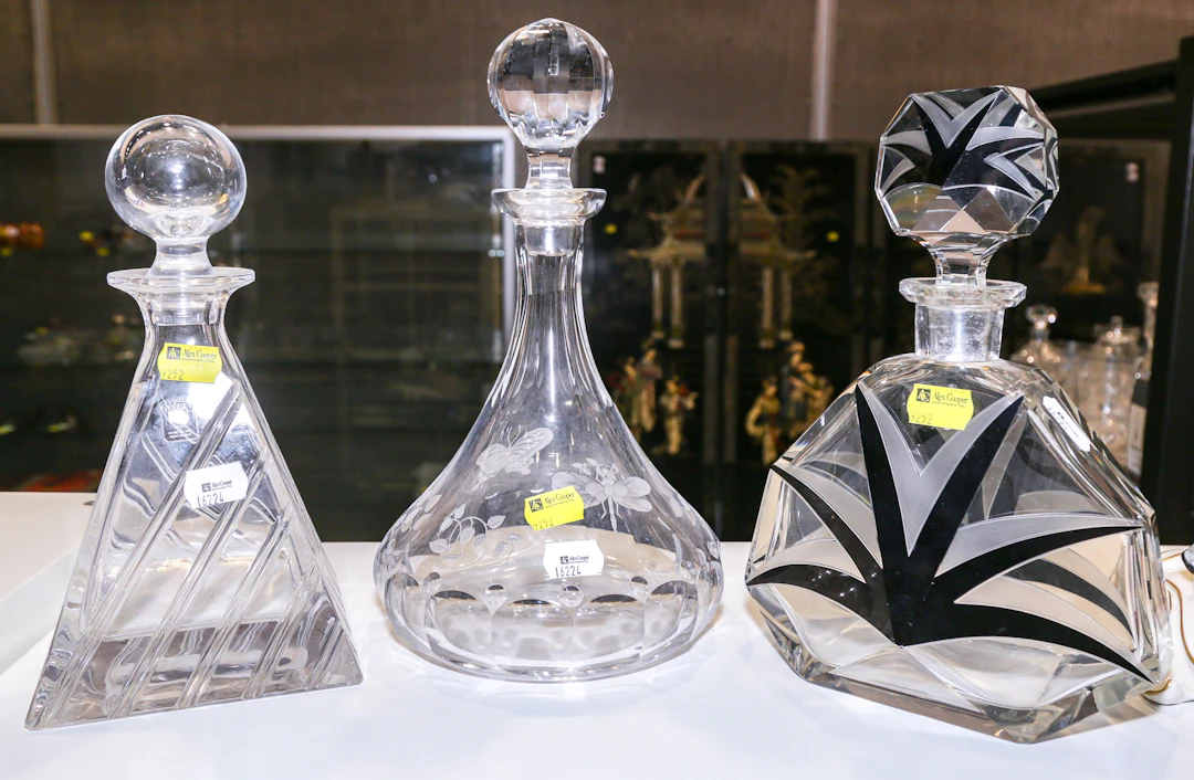 Three Decorative Glass Decanters