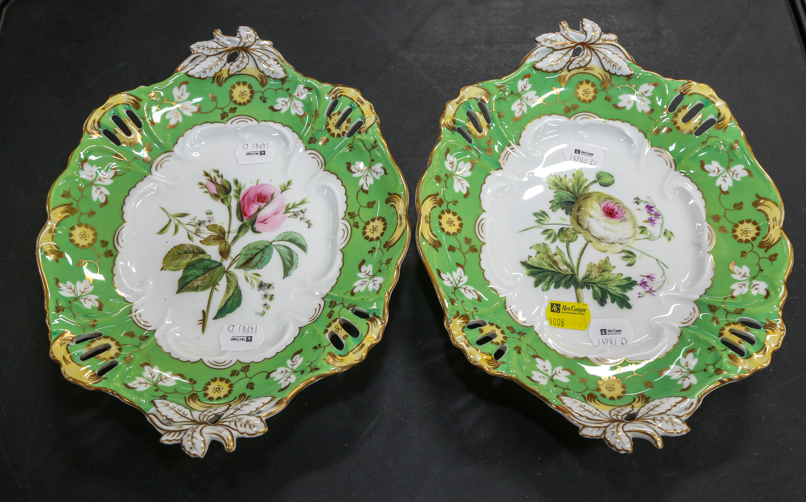 A Pair of Rococo Style Porcelain Dessert Servers