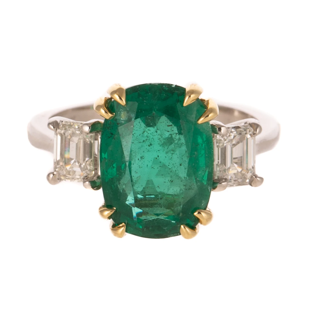 A GIA Zambian 4.28 ct Emerald & Diamond Ring in 18