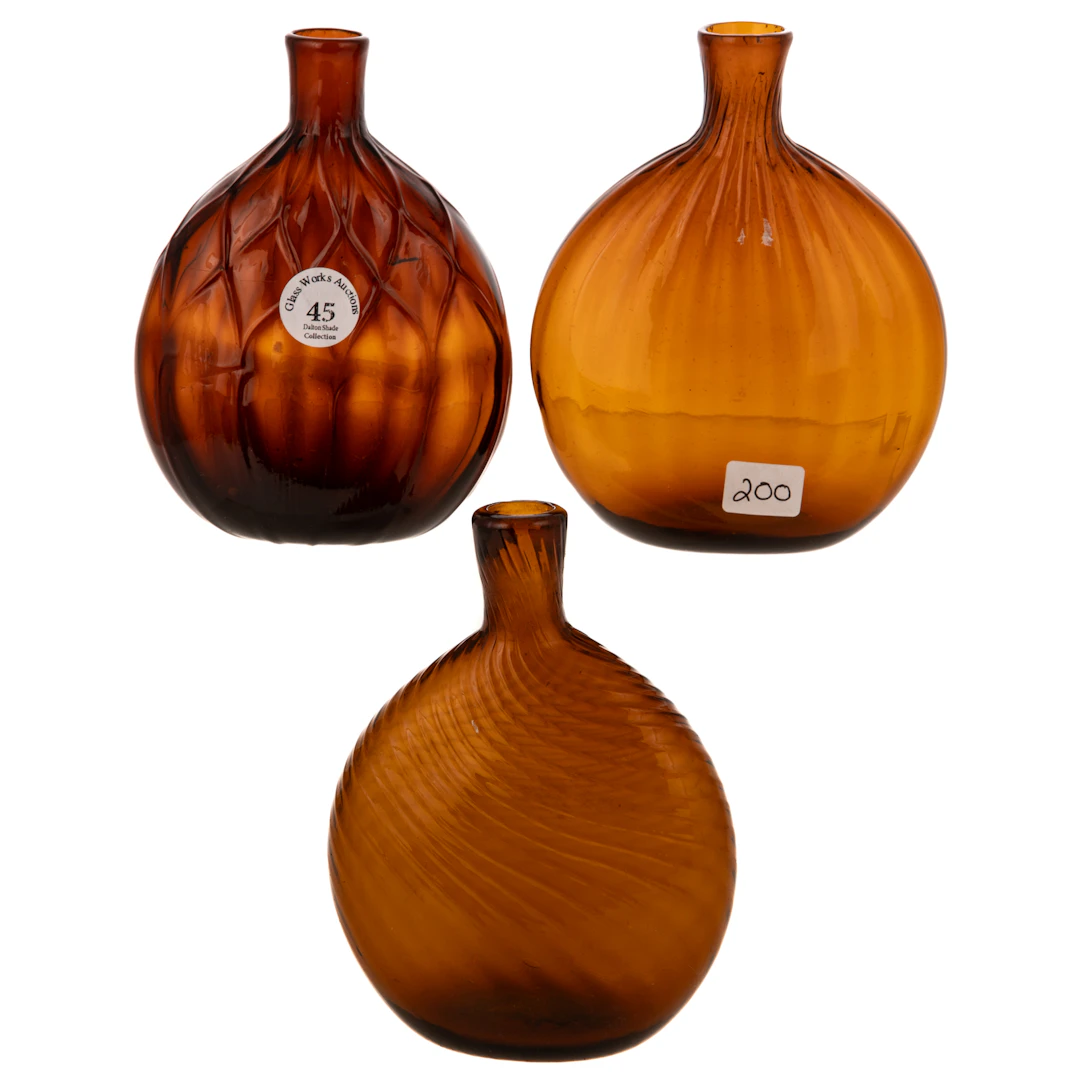 Three American Blown Glass Pocket Flask/Bottles
