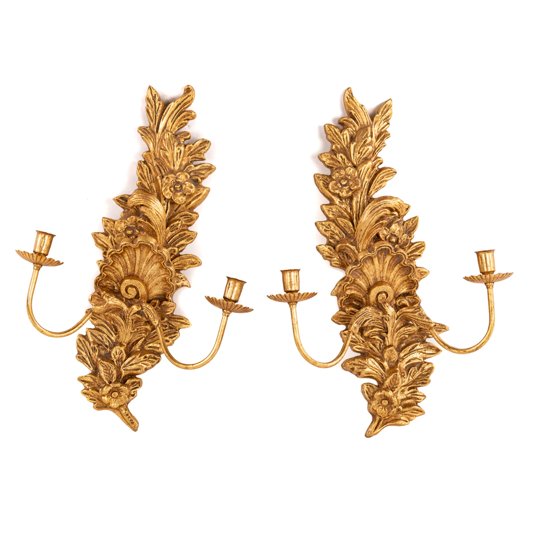 A Pair of Gilt Two-Light Wall Sconces