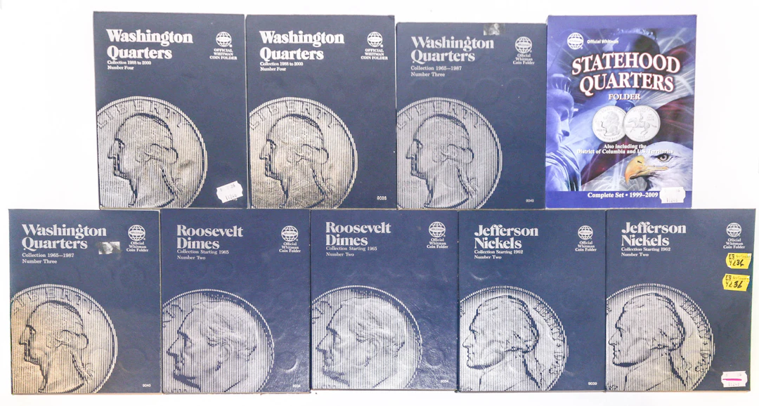 Nine Folders with Modern Coins - Face Value $69.40