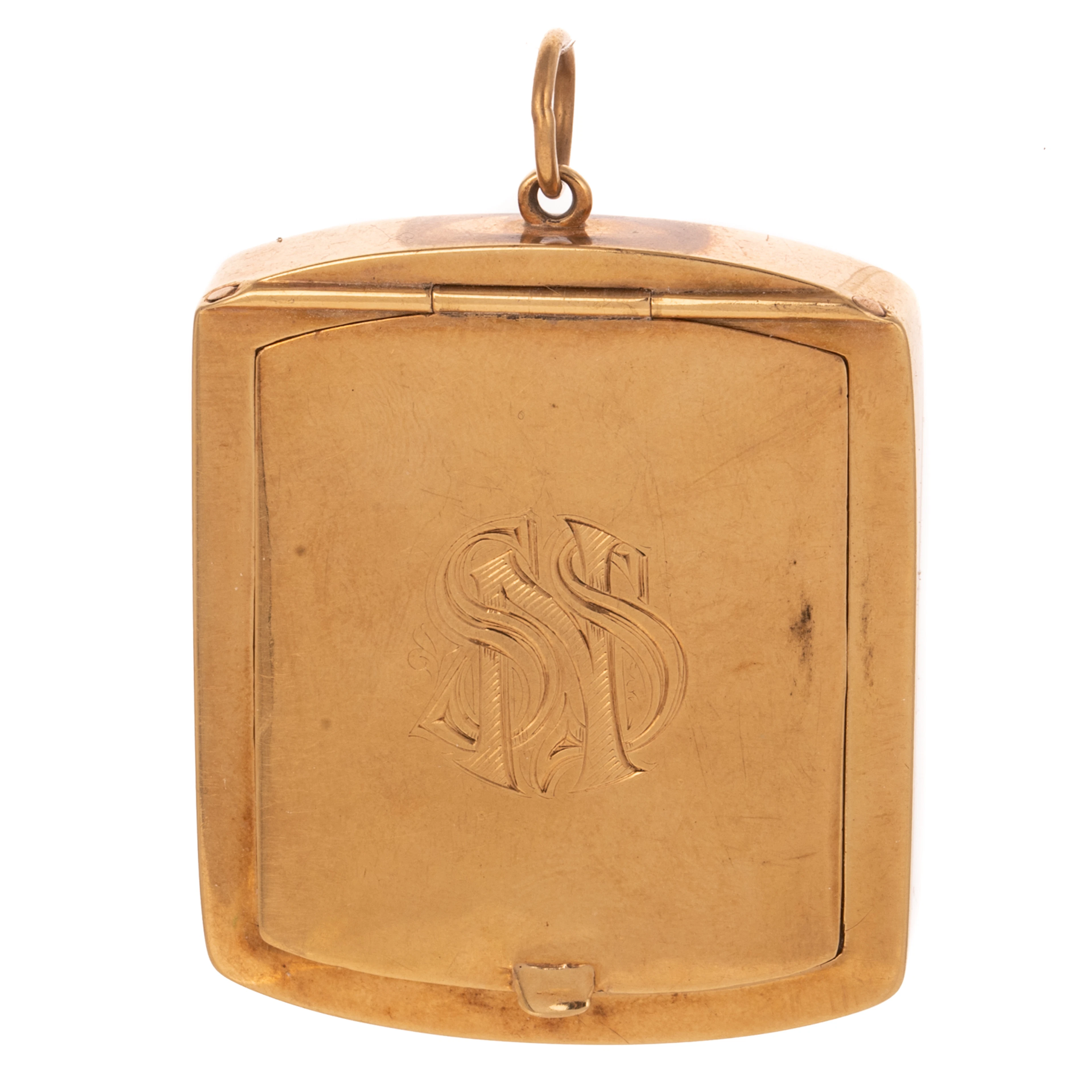 An Antique Gold Compact Pendant in 14K