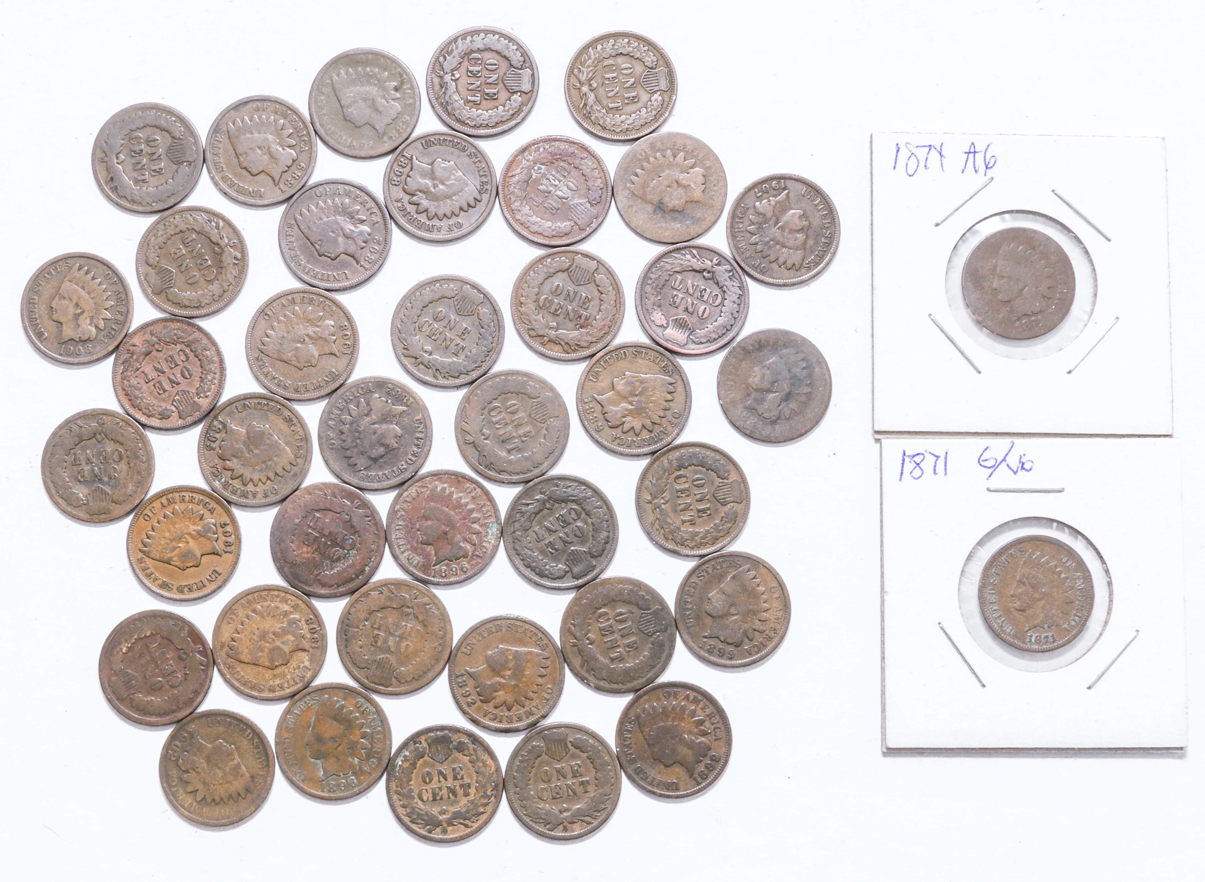 Forty One Indian Cents, Several Better Dates