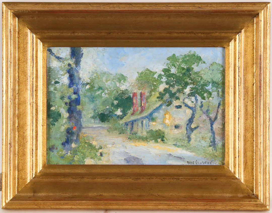 Anne Chandlee. "Old House on Windsor Mill Rd," oil