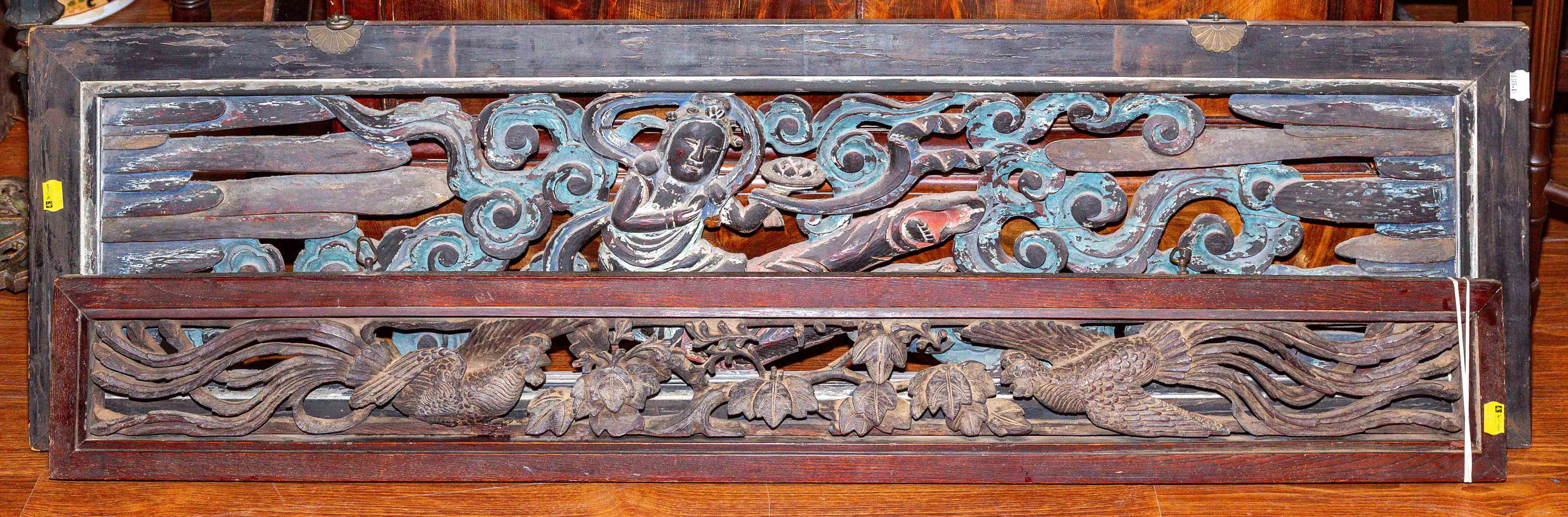 Two Chinese Carved Wooden Panels
