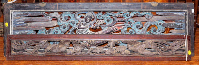 Two Chinese Carved Wooden Panels