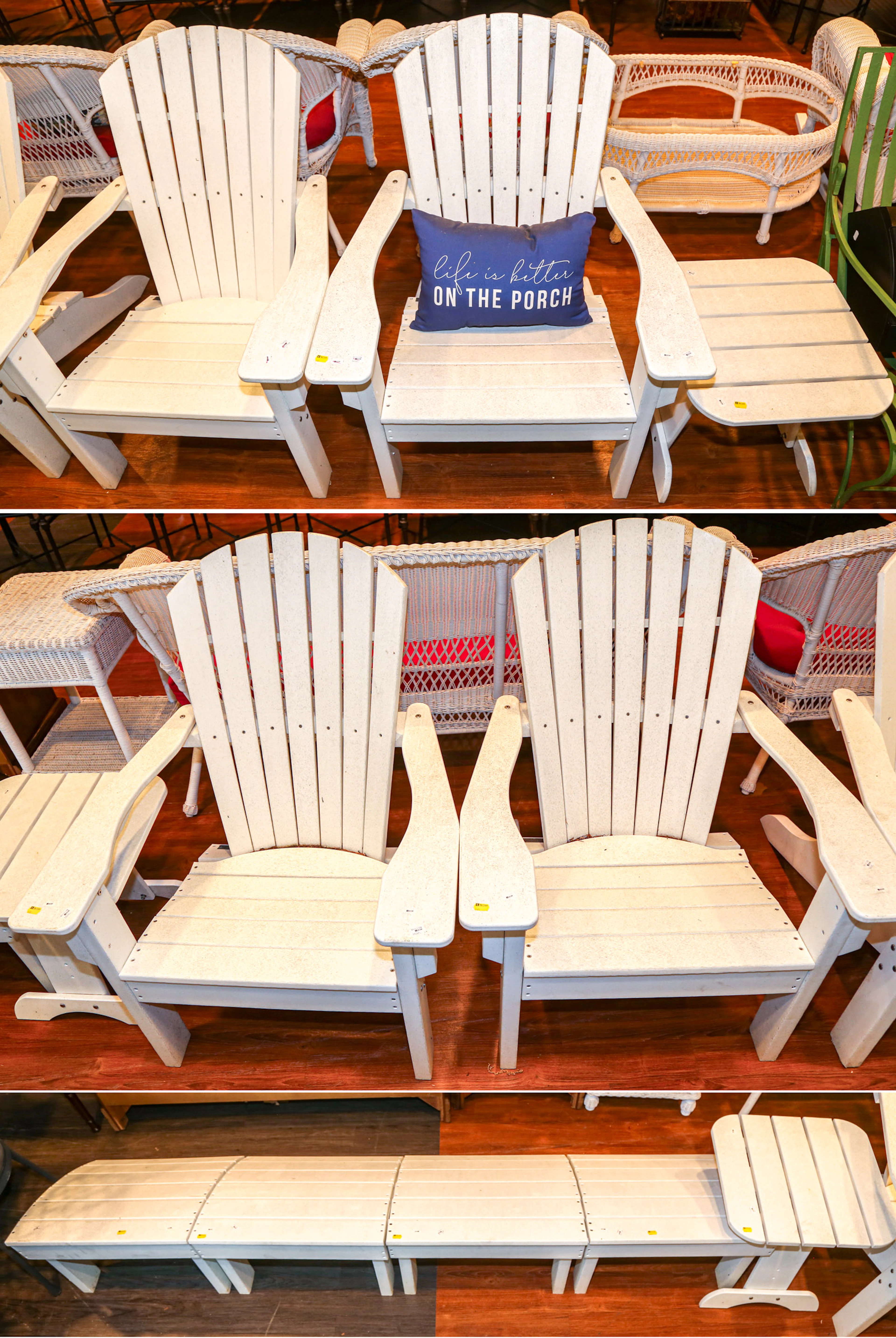 A Set of Four Lawn Chairs & Ottomans