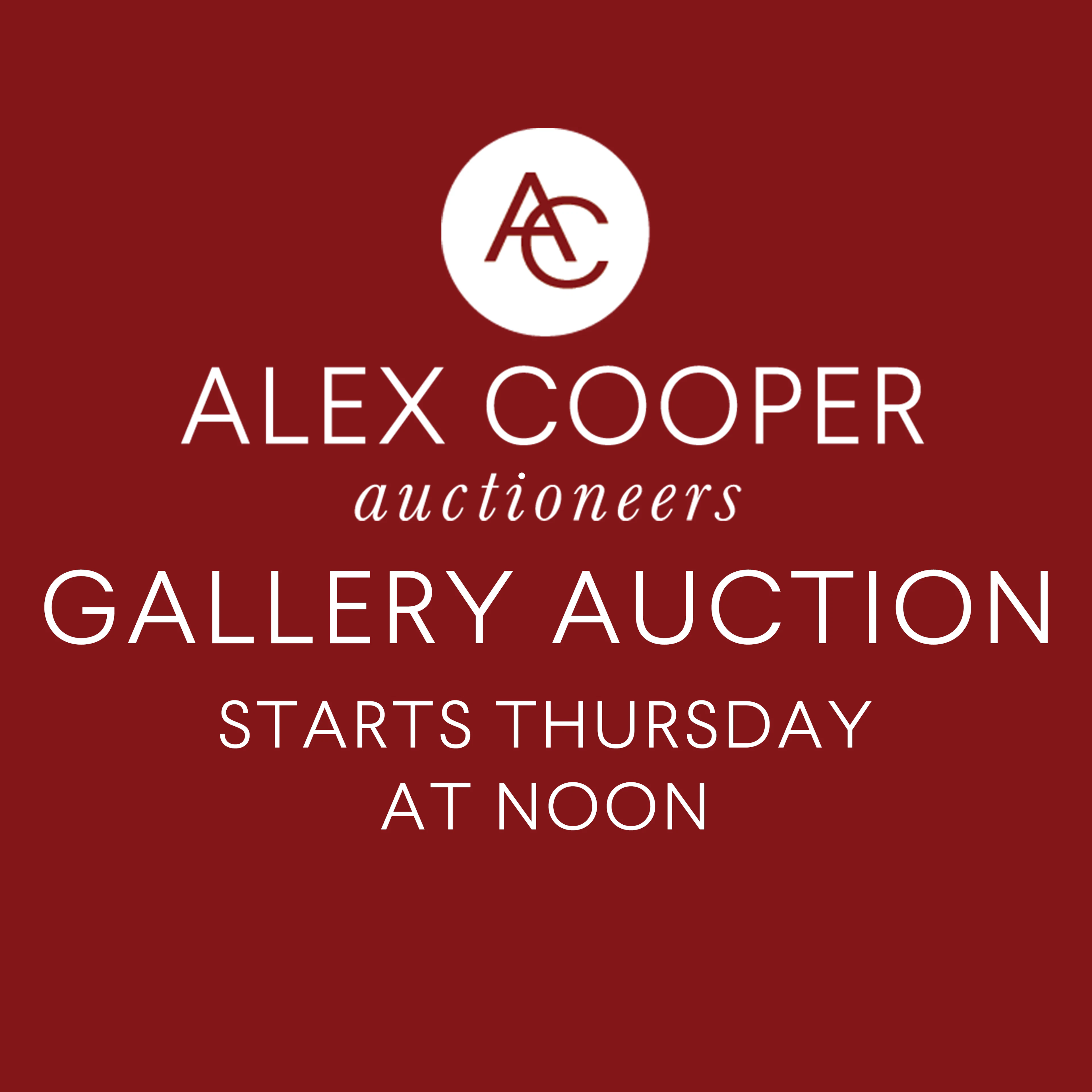 October 1st Gallery Auction - Starts at Noon