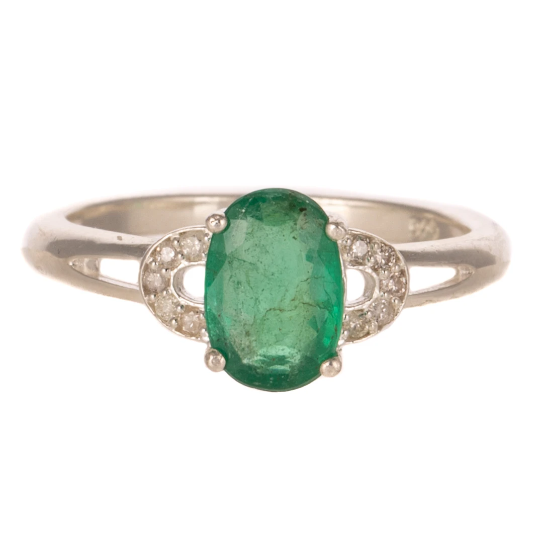 A 1.50 ct Emerald & Diamond Ring in Sterling Silver