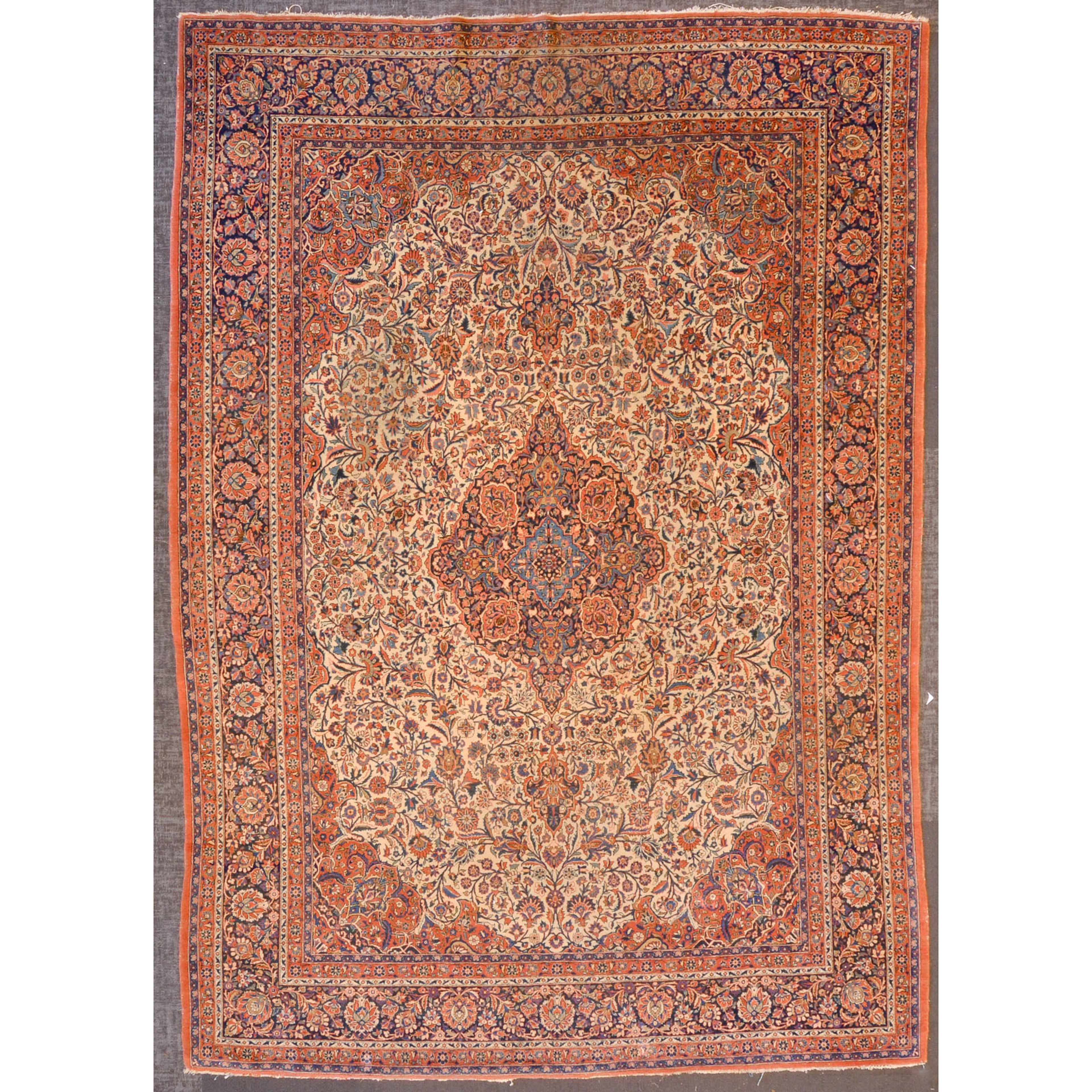 Antique Kashan Rug, Persia, 9 x 12.9