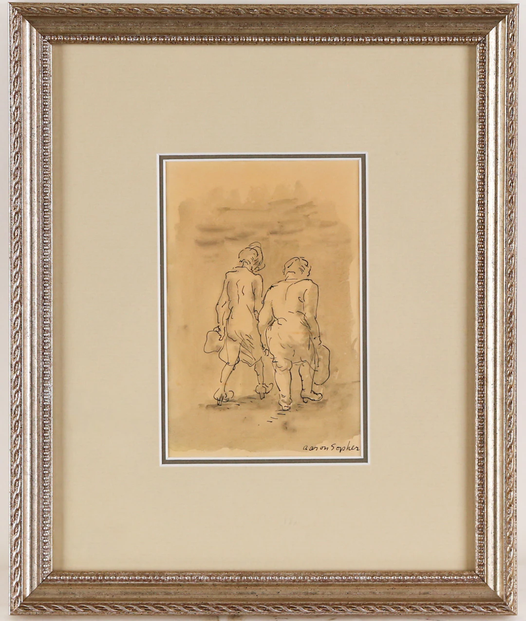 Aaron Sopher. "Two Friends," pen & ink