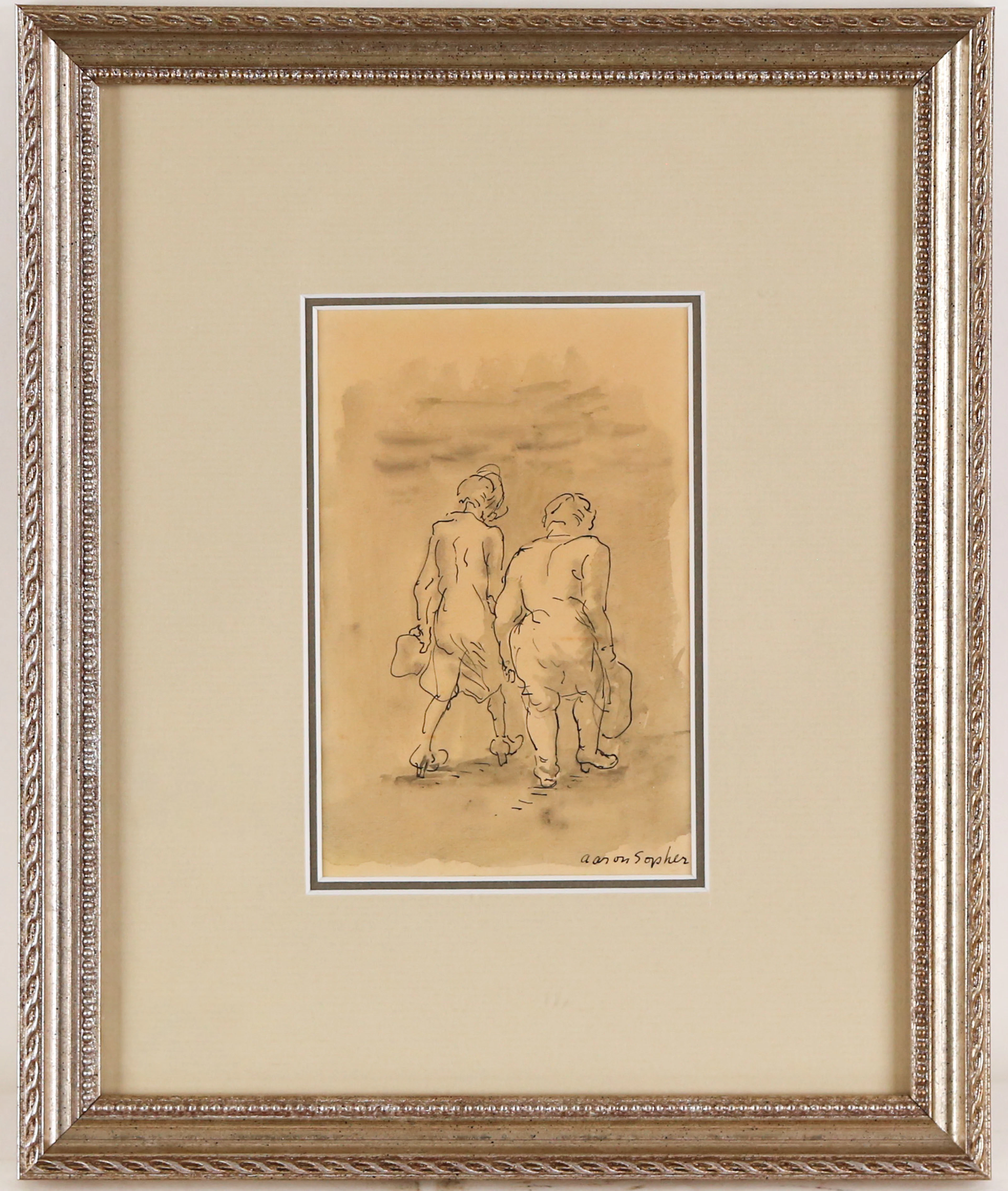 Aaron Sopher. "Two Friends," pen & ink