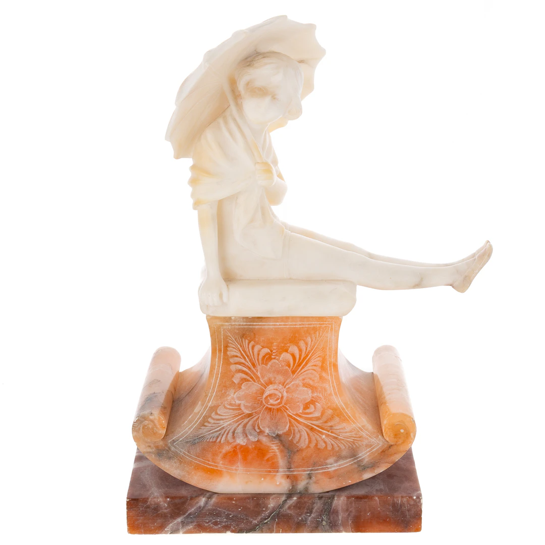 An Italian Carved Marble Figural Lamp