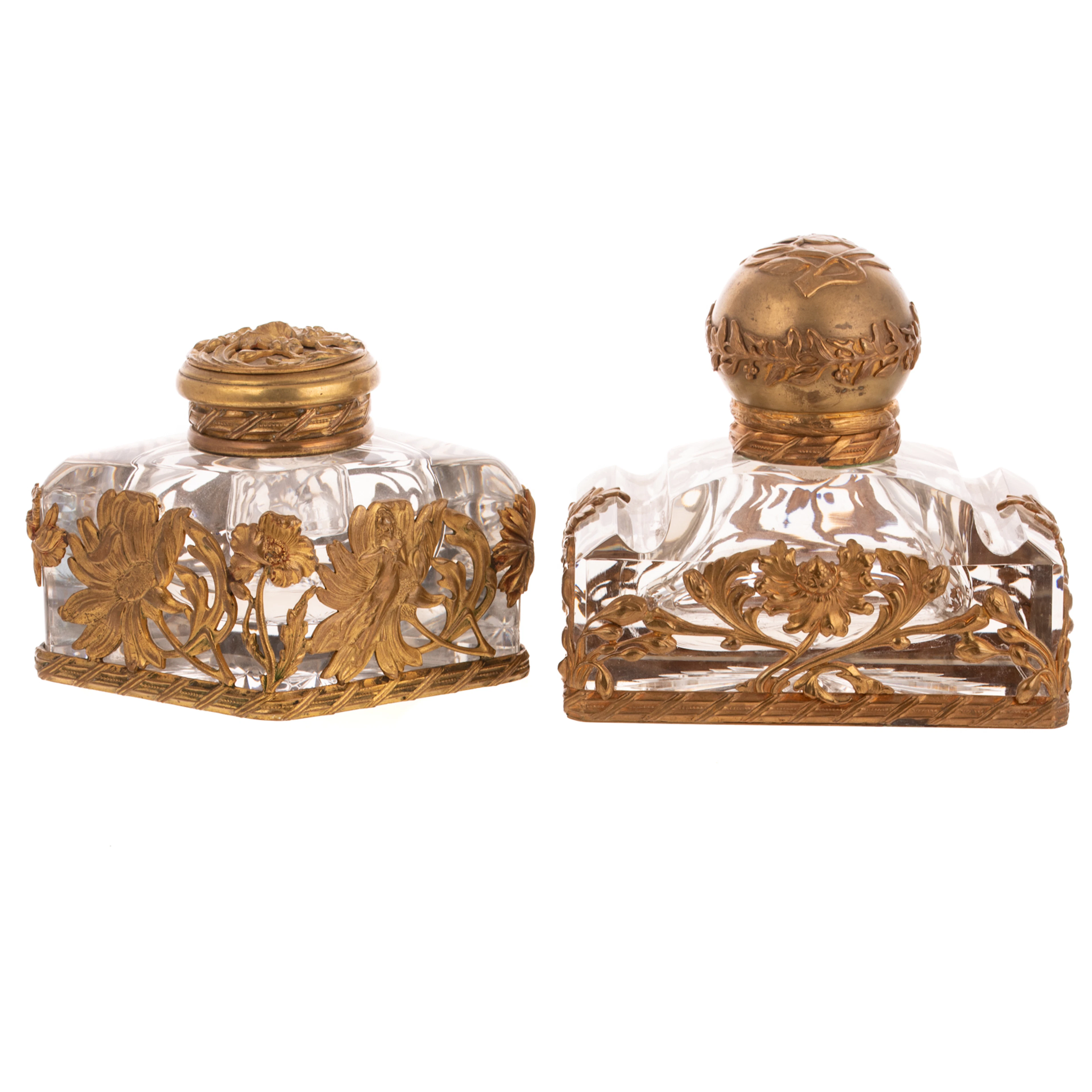 Two Dore Bronze Mounted Inkwells