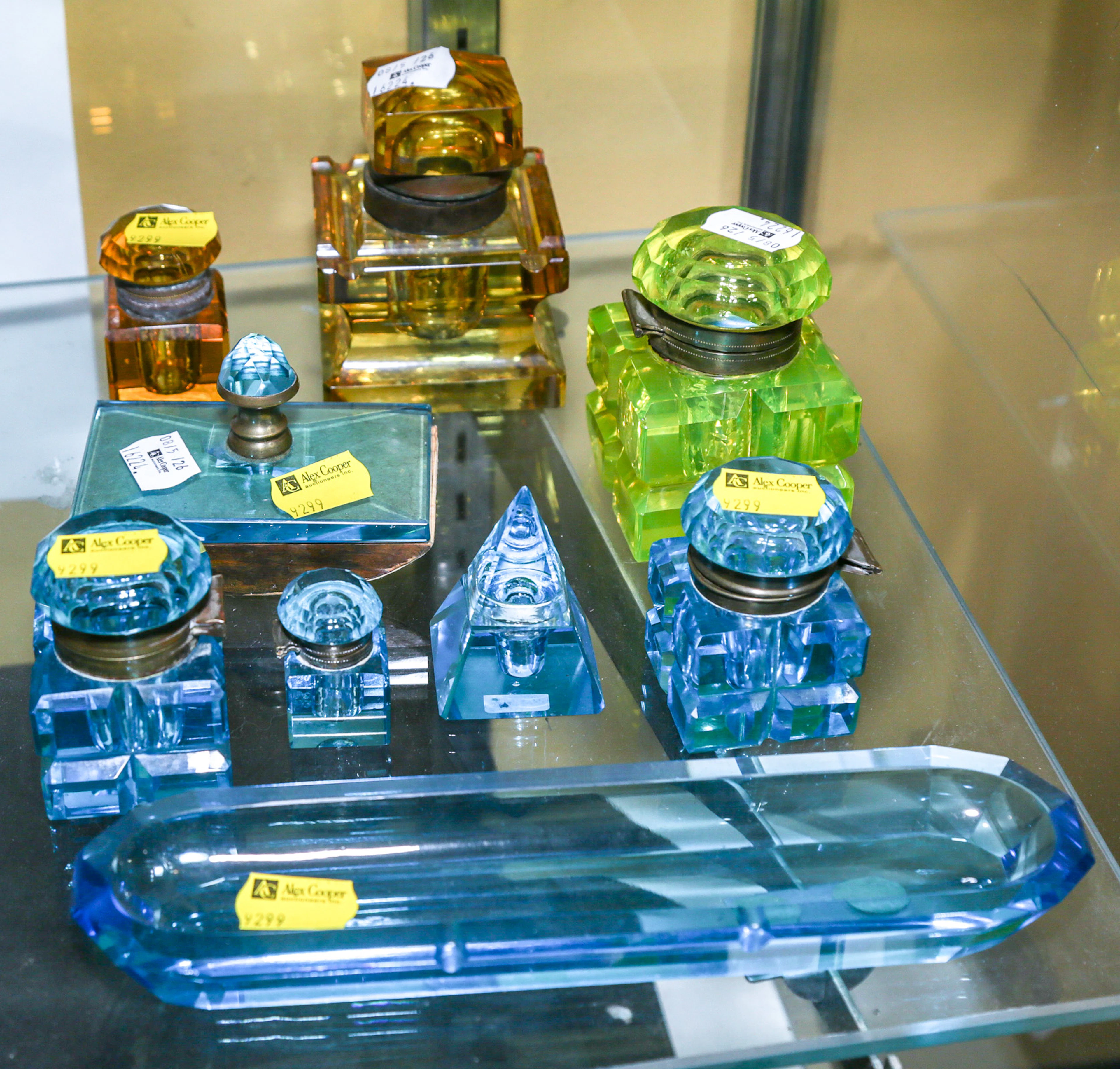 A Group of Cut Glass Inkwells