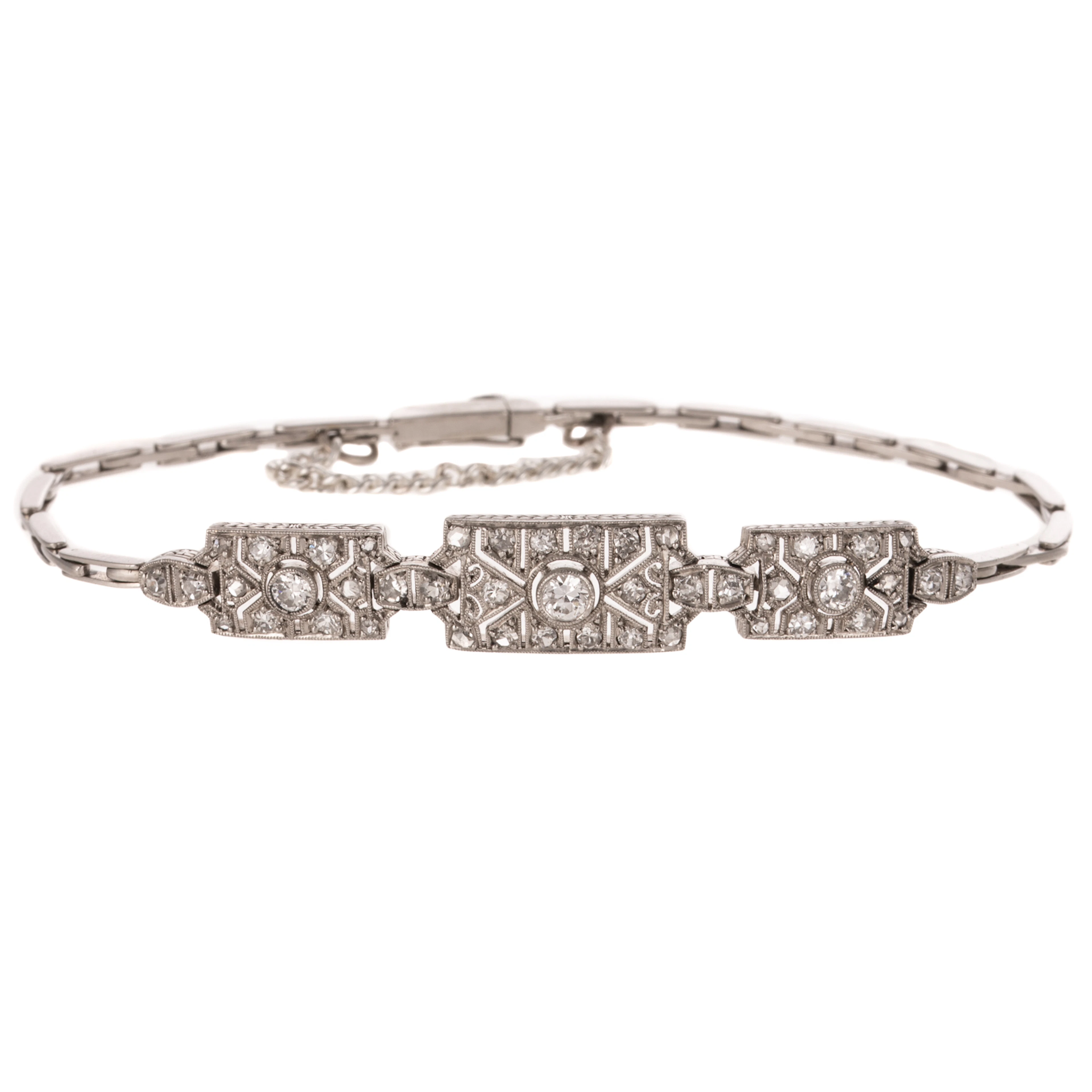 An Art Deco Diamond Bracelet in Platinum & 14K