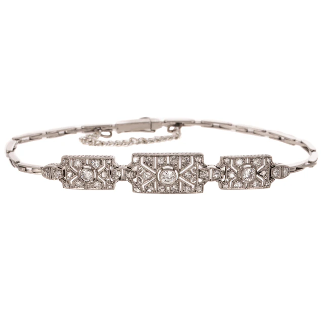 An Art Deco Diamond Bracelet in Platinum & 14K
