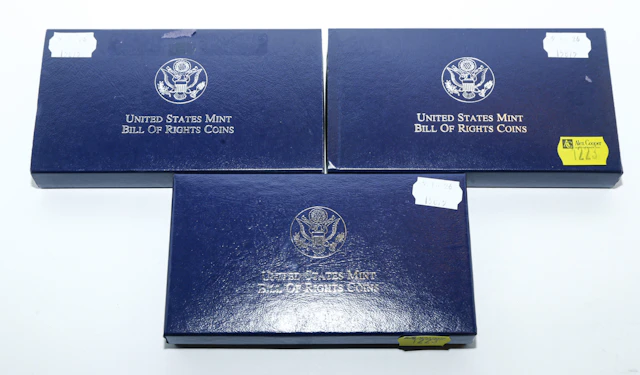 Three 1993 Bill Of Rights Commemorative Coin Sets