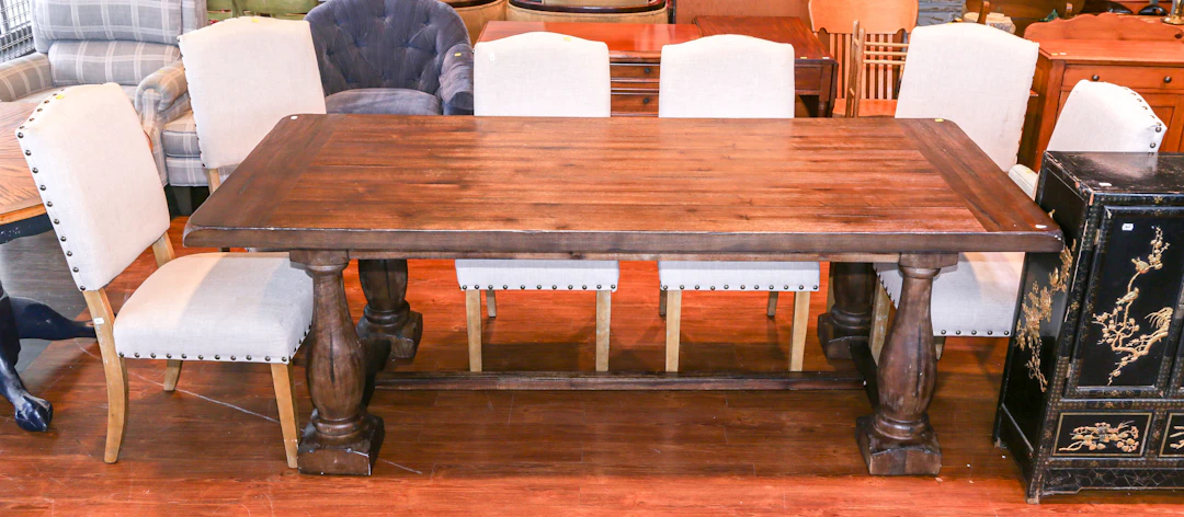 A Gothic Style Refectory Table & Six Chairs