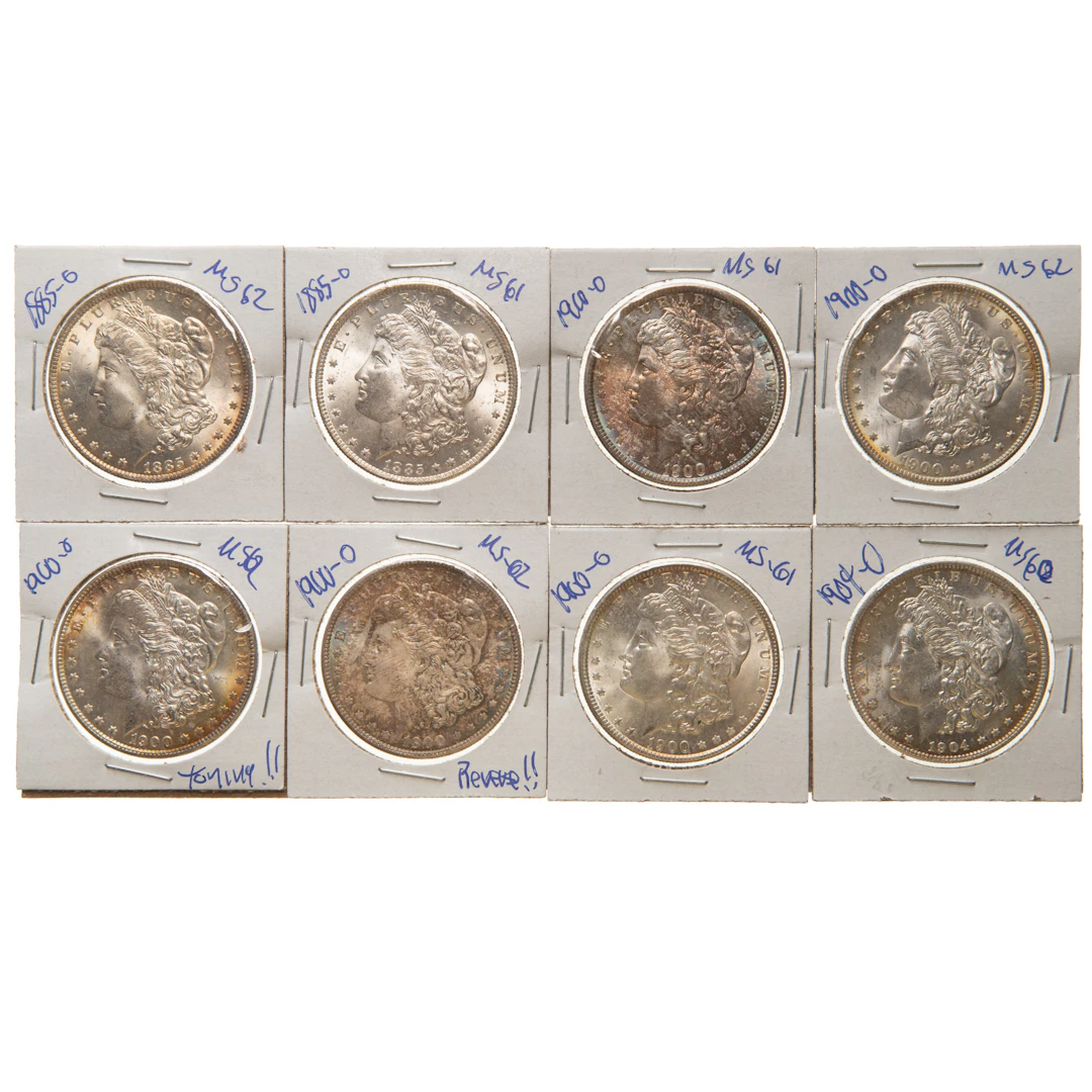 Eight Very Nice Uncirculated New Orleans Morgan D.