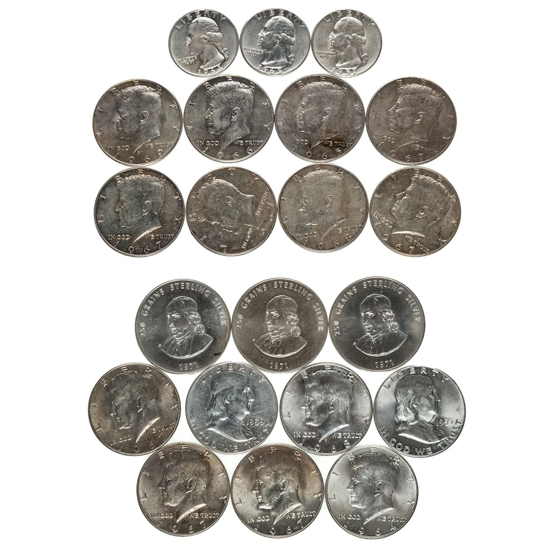 US Silver Coins & Franklin Mint Sterling Medals