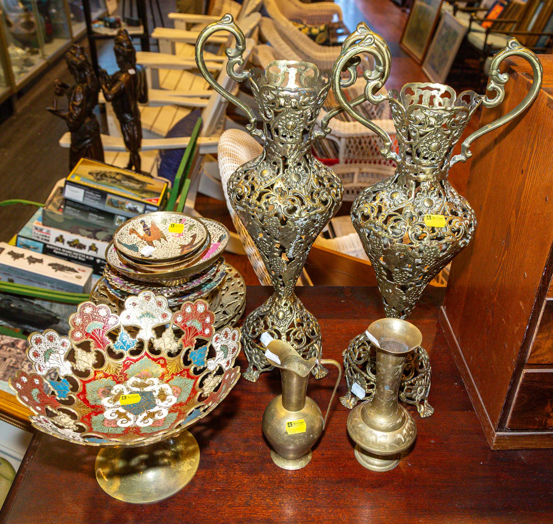 An Assortment of Decorative Brassware