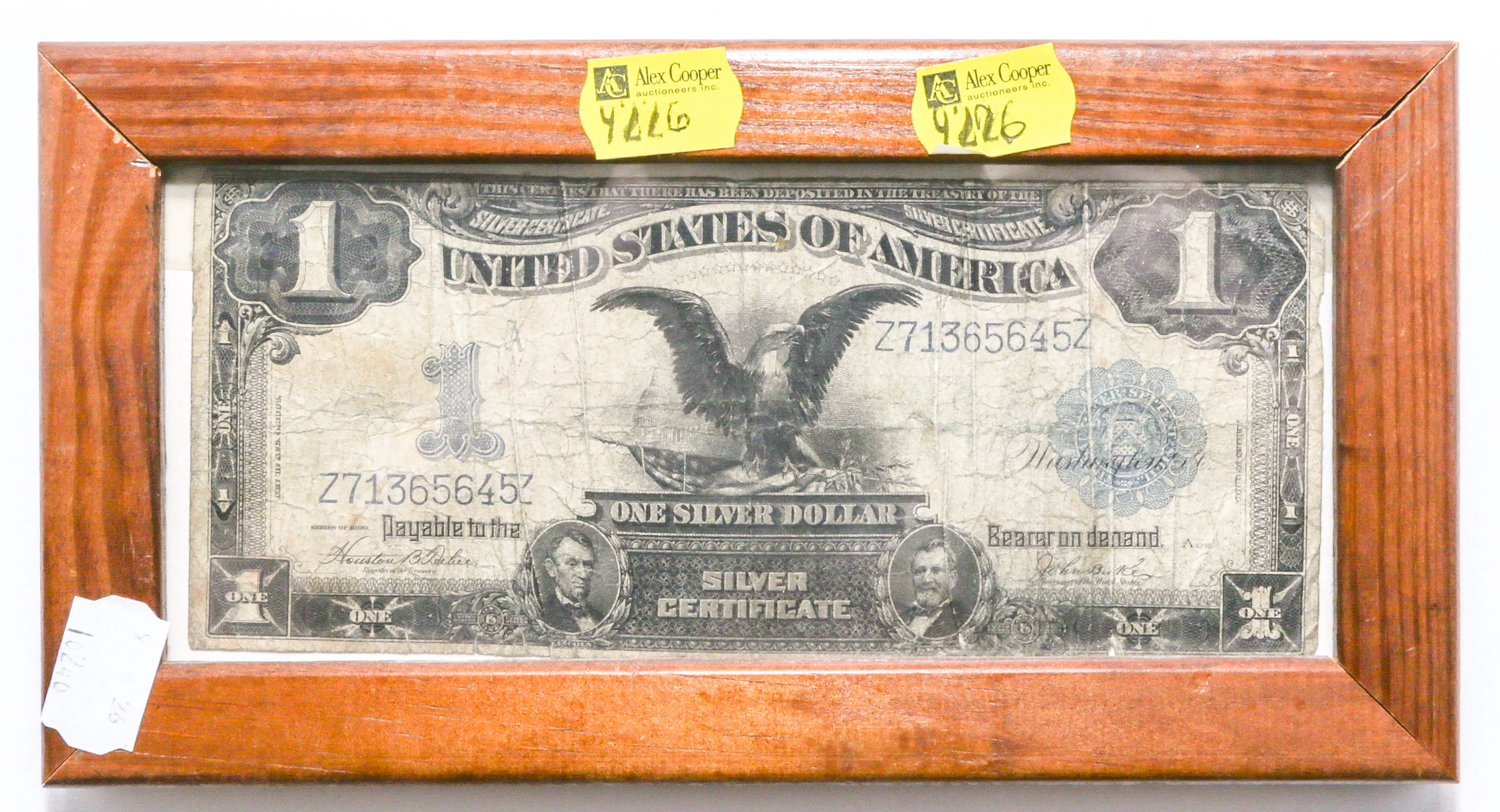 1899 $1 Black Eagle Silver Certificate Framed G/VG