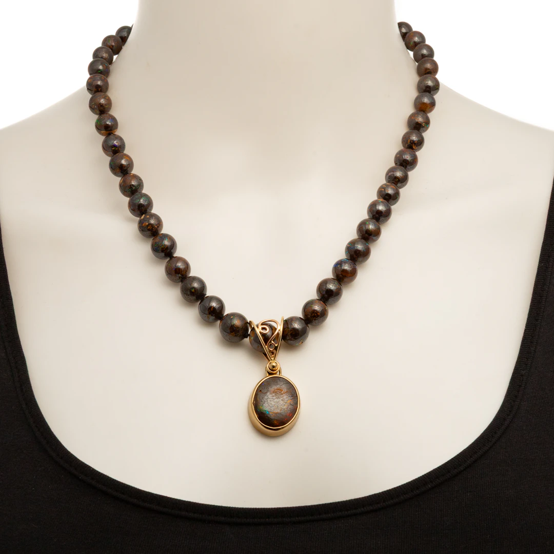 A Boulder Opal Pendant Necklace in 14K
