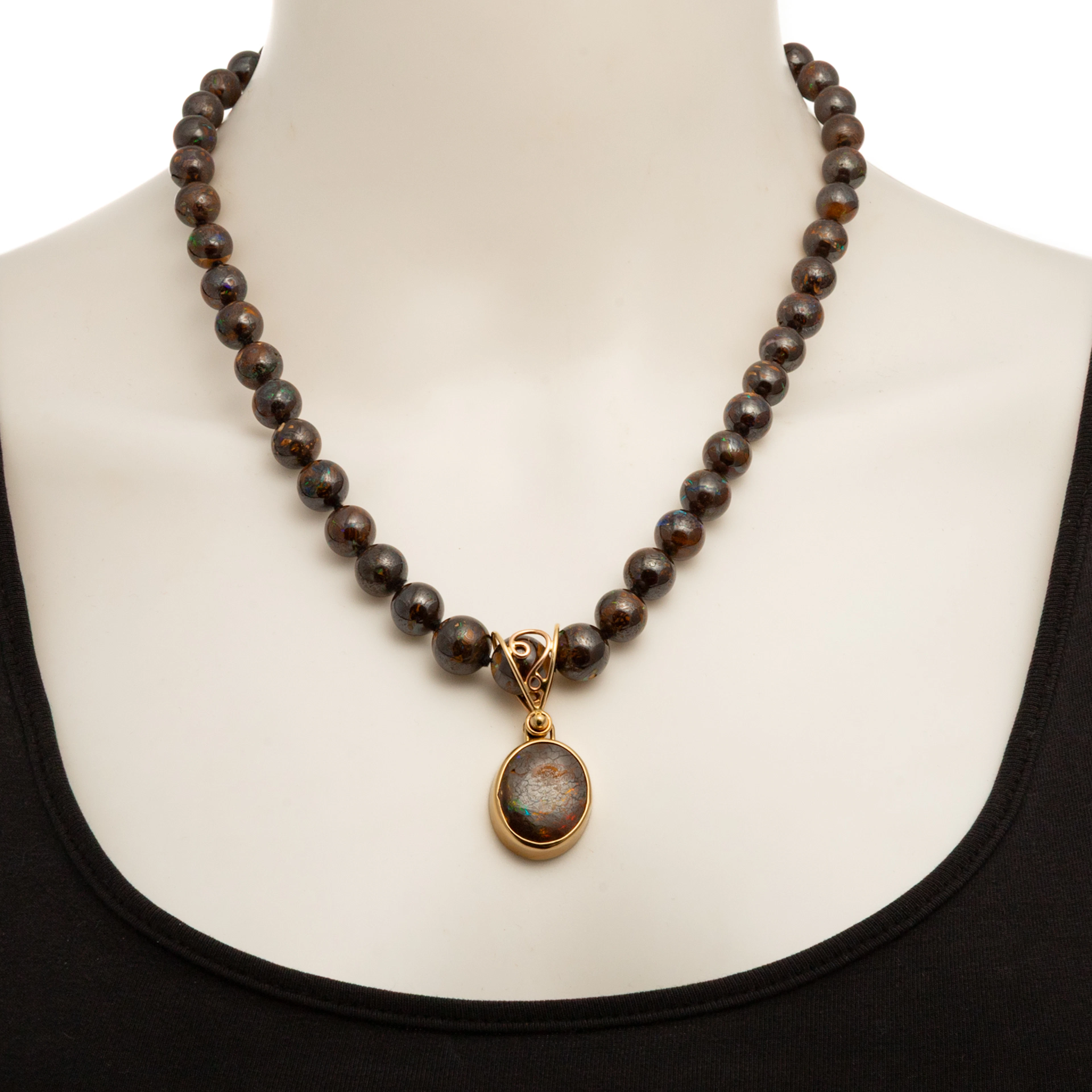 A Boulder Opal Pendant Necklace in 14K