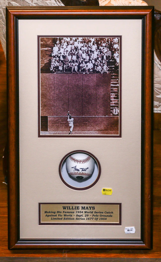 A Willie Mays Signed Baseball, Framed