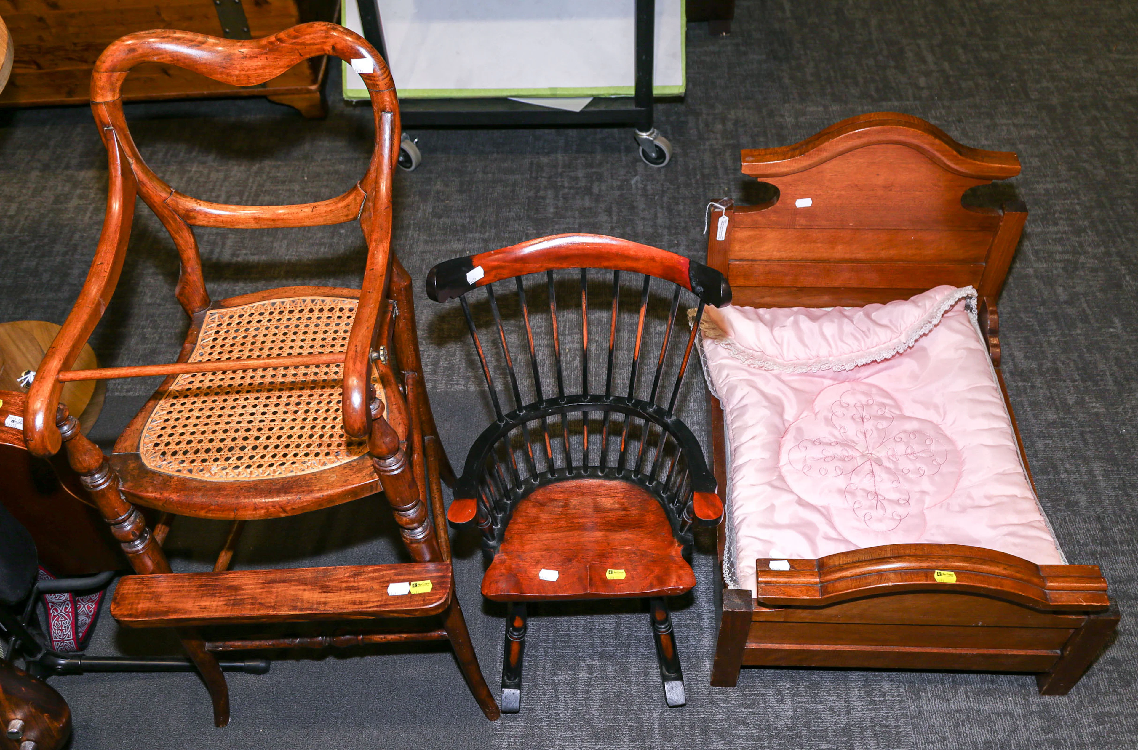 A High Chair, Doll's Bed & Doll's Rocker