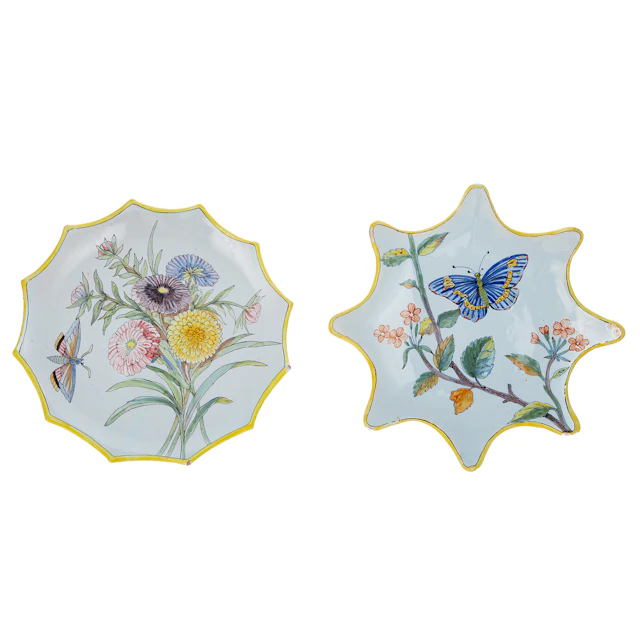 Two Porquier-Beau Quimper Botanical Dishes