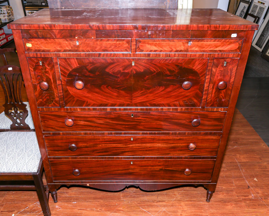 American Classical Figured Mahogany Butler's Chest
