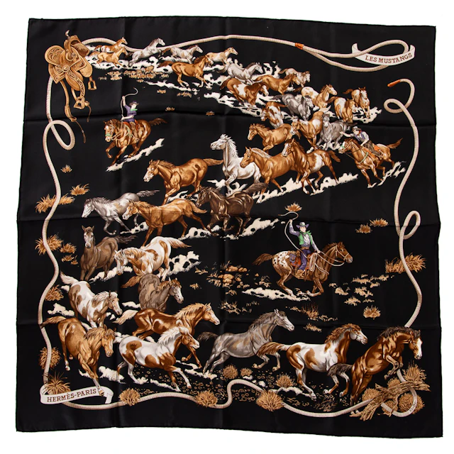 An Hermes "Les Mustangs" Scarf 90