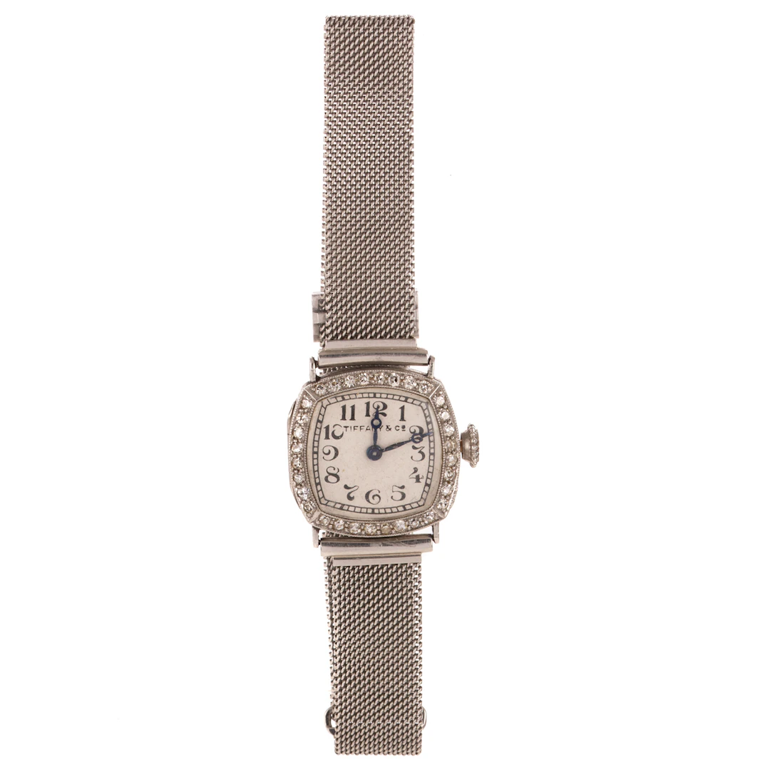 An Art Deco Tiffany & Co Diamond Cocktail Watch in Platinum