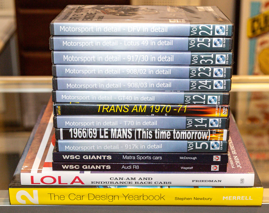 Books on Car Design, Lola, & Numerous DVDs