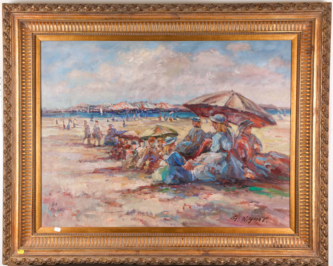 G. Nignat. Victorian Beach Scene, oil