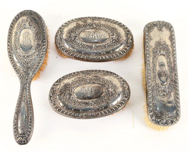 Four Gorham Sterling-Mounted Brushes