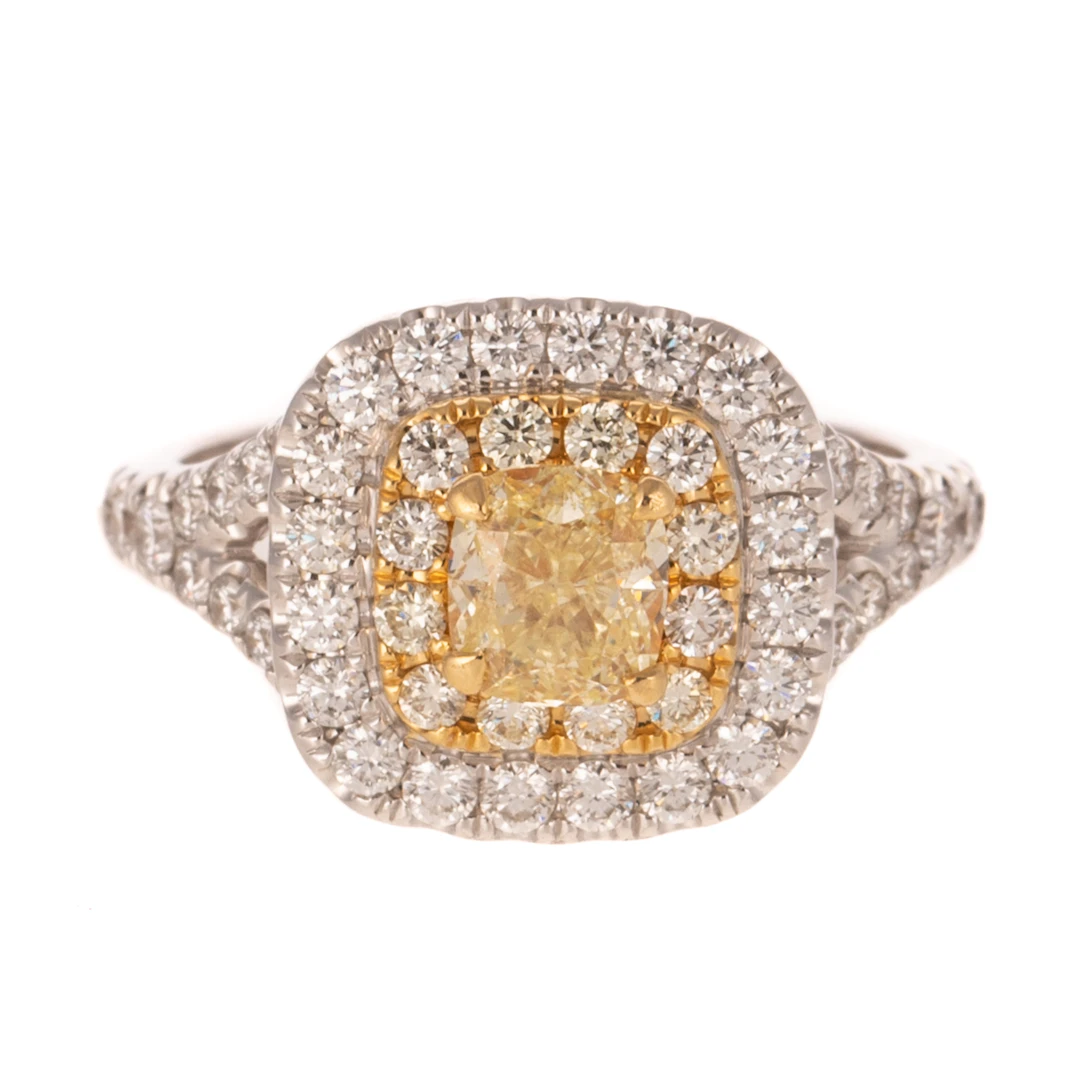 A GIA 1.00 ct Fancy Yellow Diamond Ring in 18K