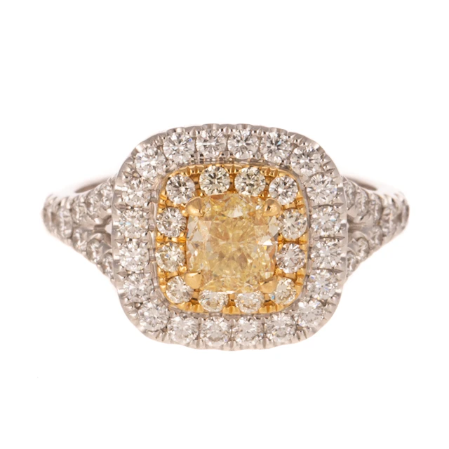 A GIA 1.00 ct Fancy Yellow Diamond Ring in 18K