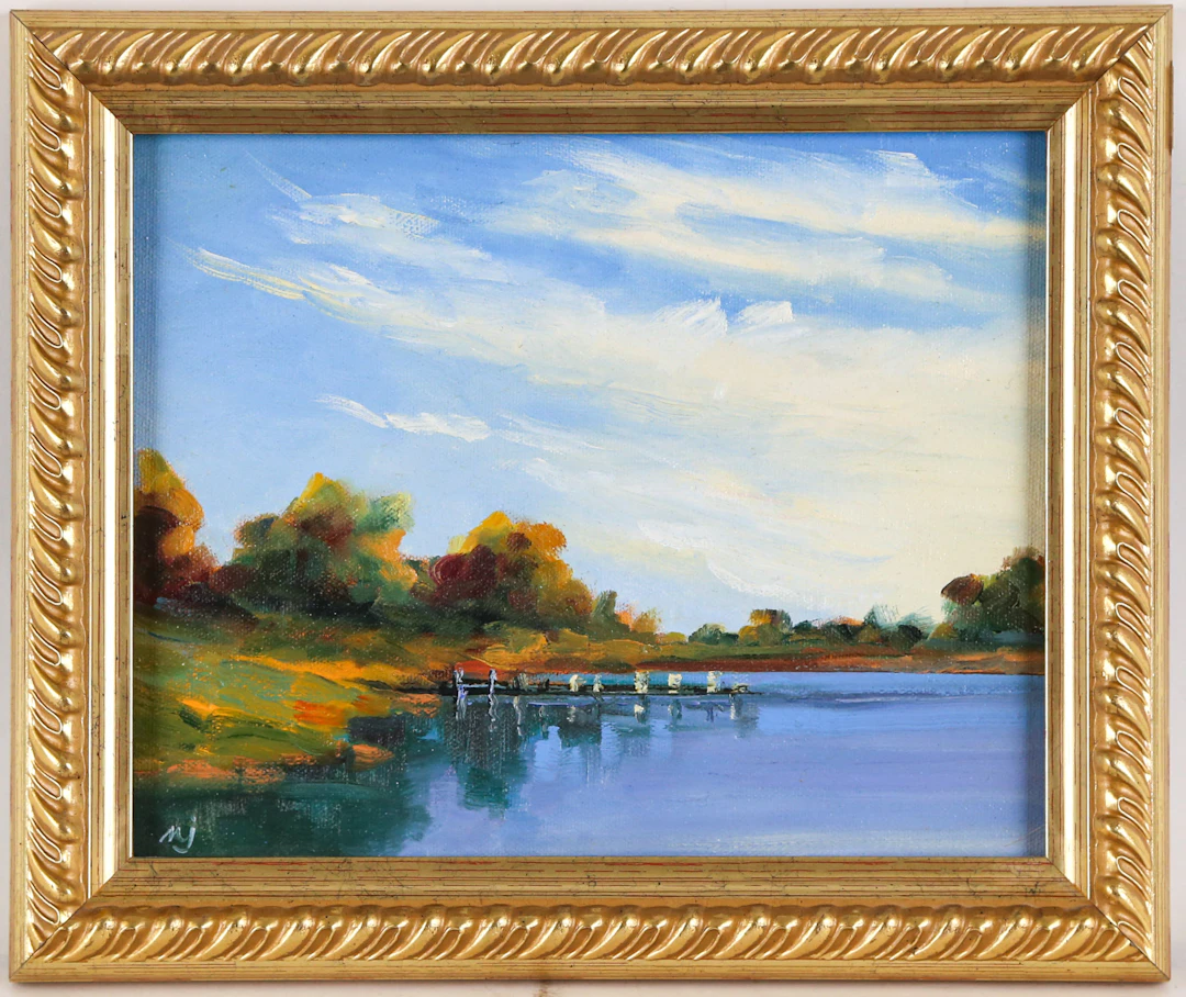 MJ. Peaceful Lakeside, oil
