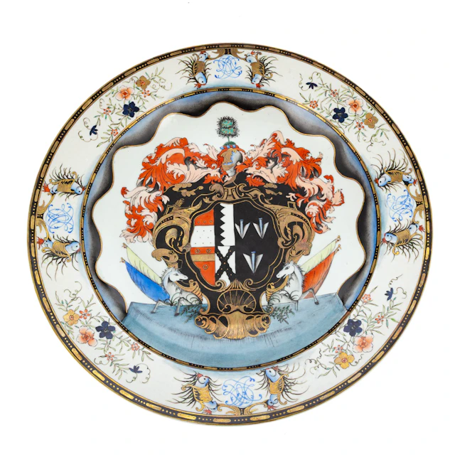 A Chinese Export Armorial "Leake Okeover" Basin