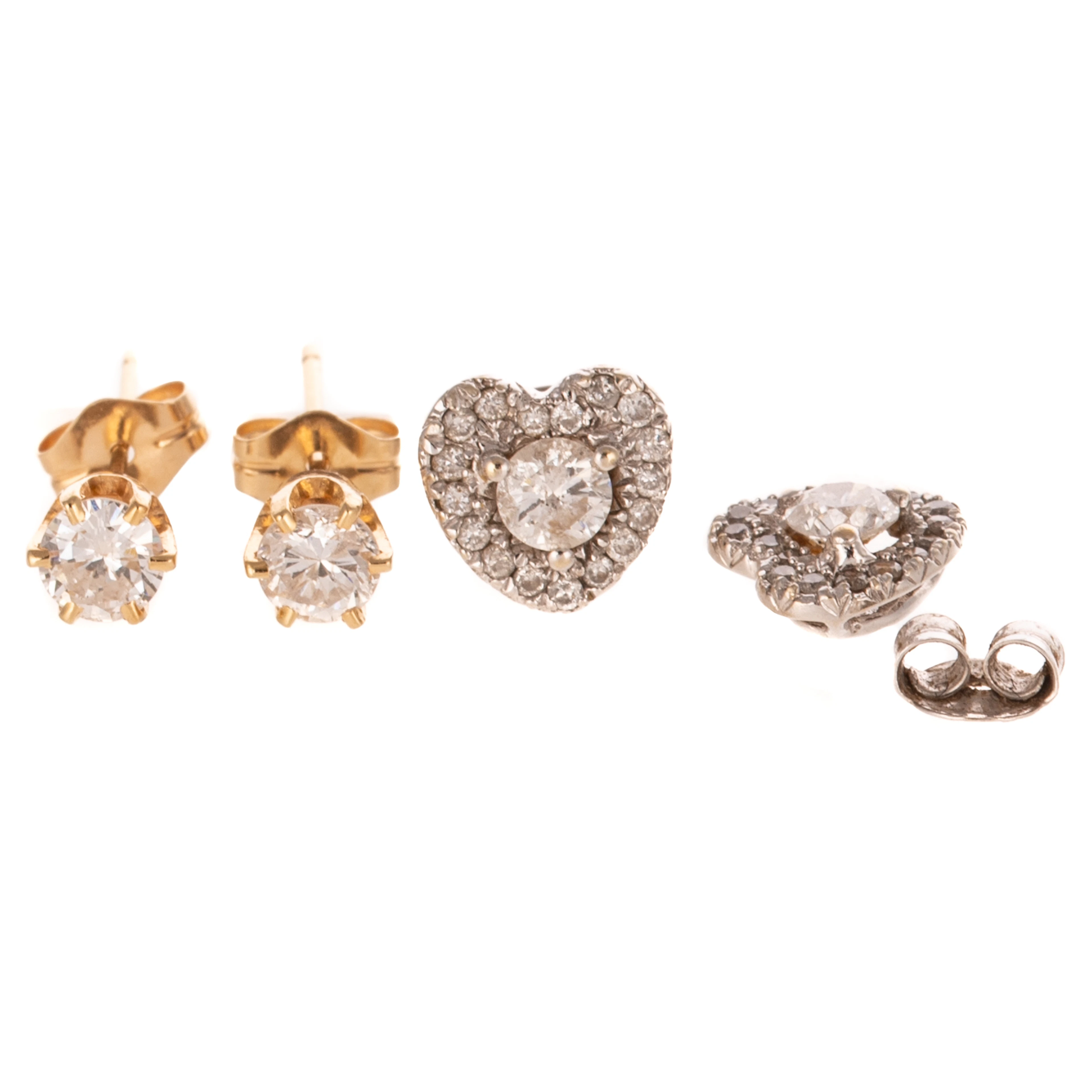 Two Pairs of Diamond Ear Studs in 14K