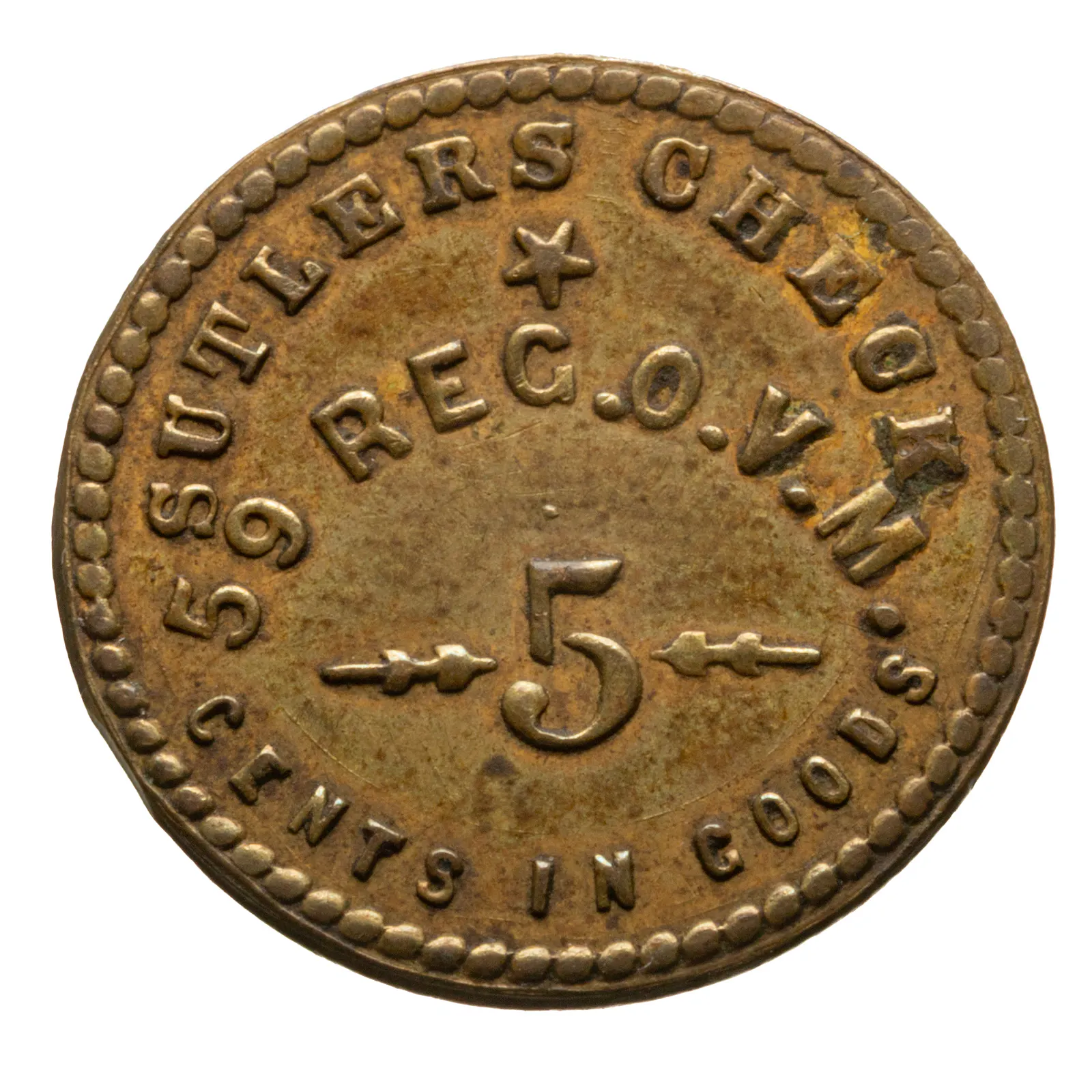 Sutler Token 59th Reg. Ohio Volunteer Militia -AU