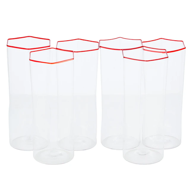 Set of Six Carlo Scarpa for Venini Hexagonal Glasses